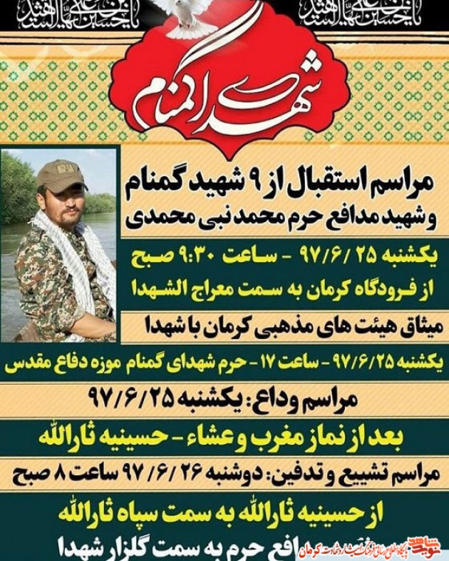 پرواز 9 کبوتر خونین بال دفاع مقدس در آسمان کرمان+ پوستر