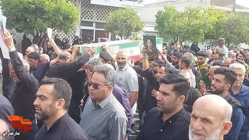 حضور مدیرکل بنیاد شهید مازندران در مراسم تشییع پیکر مطهر شهید استوار دوم «امیرحسین نصیری» در فریدونکنار