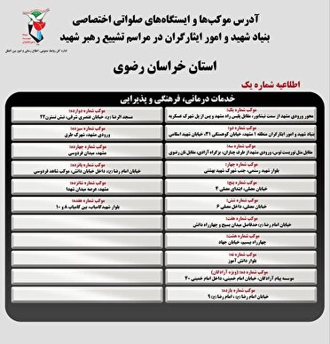 تصویر/ نشانی موکب‌های بنیاد شهید و امور ایثارگران در مشهد مقدس