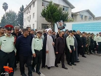 برگزاری مراسم تشییع پیکر مطهر شهیدان مدافع امنیت دست گشاده و قاسمی در نیروی انتظامی استان