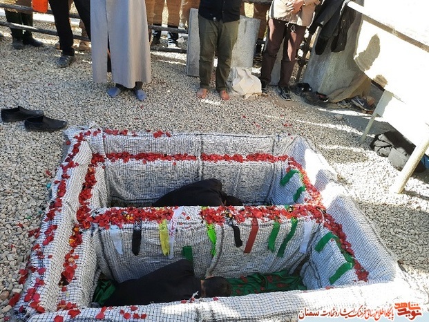 تشییع دو شهید گمنام دفاع مقدس در شهرستان مهدیشهر